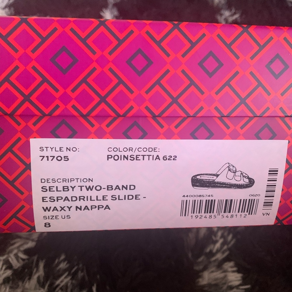 Tory Burch Espadrille Slide/ size: 8/ color: Poinsettia